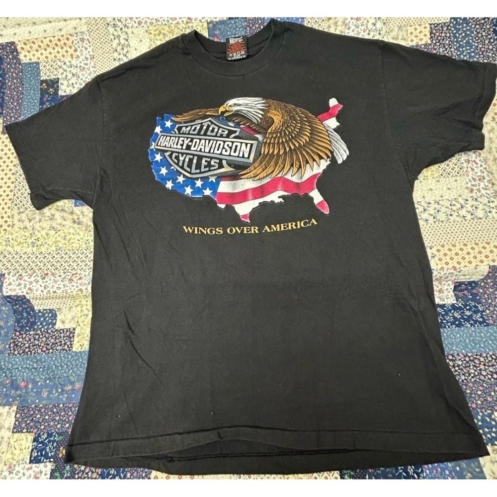 90s Vintage Harley Davidson Wings Over America Single Stitch XL